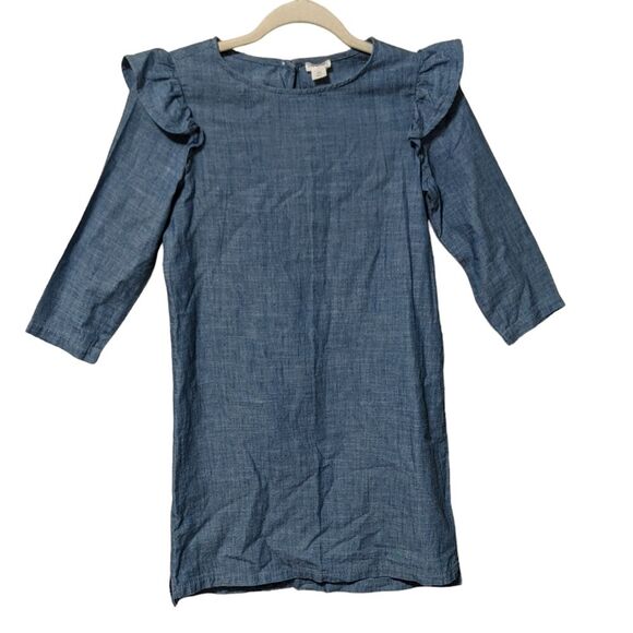 Crewcuts chambray flutter ruffle shoulder cotton knee length dress K4893 girls10 - Picture 9 of 9
